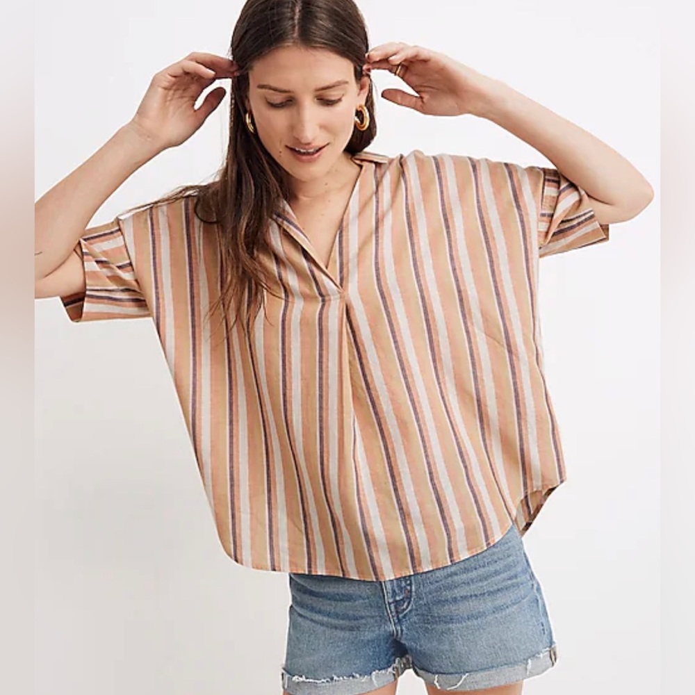 Madewell courier button, back rainbow Blouse